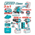 Kit Total 20v Taladro Amoladora Y Llave De Impacto 2 Bateria