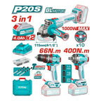 Combo Taladro 66nm+amoladora Y Llave Impacto Total Tosli2412