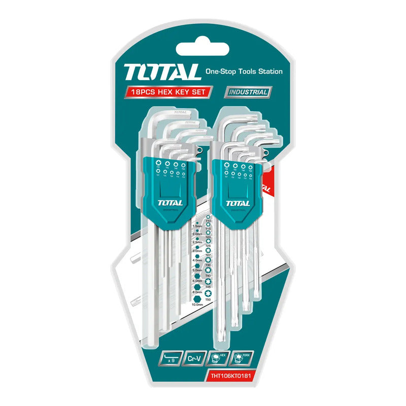 Set De Juego de Llaves hexagonales Total Tools Tht106kt0181 18 Unidades Plateado