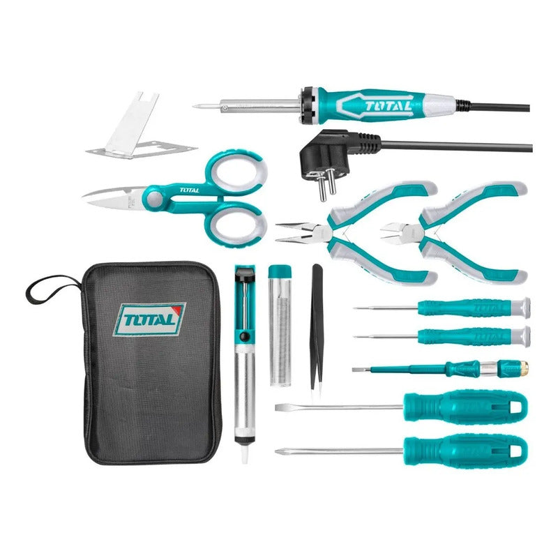Kit De Herramientas Para Reparación Electronica 13pzas Total Color Turquesa