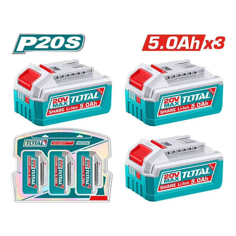 Kit 3 Baterías 5ah Ion Litio P20s Total