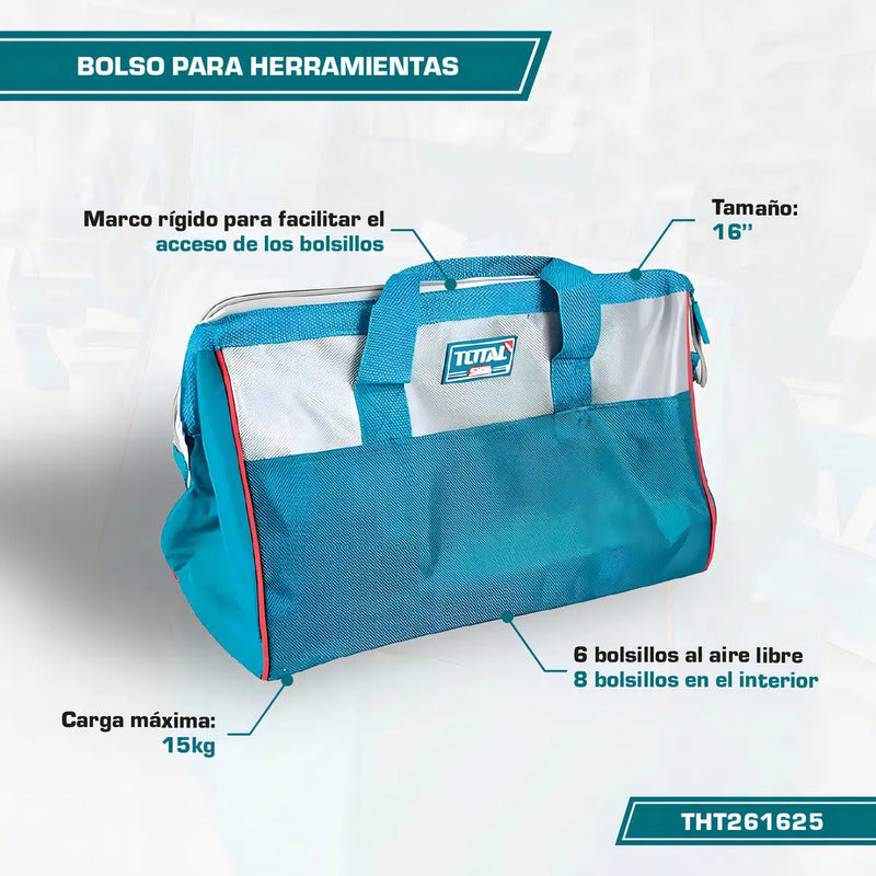 Bolso Bolsa De Herramienta 16 Pulgadas Total Tht261625 Color Turquesa