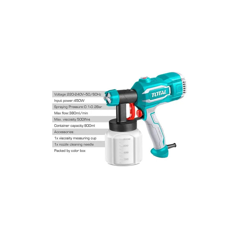 Pistola De Pintar Eléctrica 450w Total No Requier Compresora Color Turquesa
