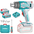 Pistola De Calor Inalámbrica Total 20v Industrial, Dos Temperaturas 300ºc Y 580ºc - Con 2 Baterías 4.0ah, Cargador 4a, 4 Boquillas, Raspador Y Maletín - Tbli20085 Turquesa