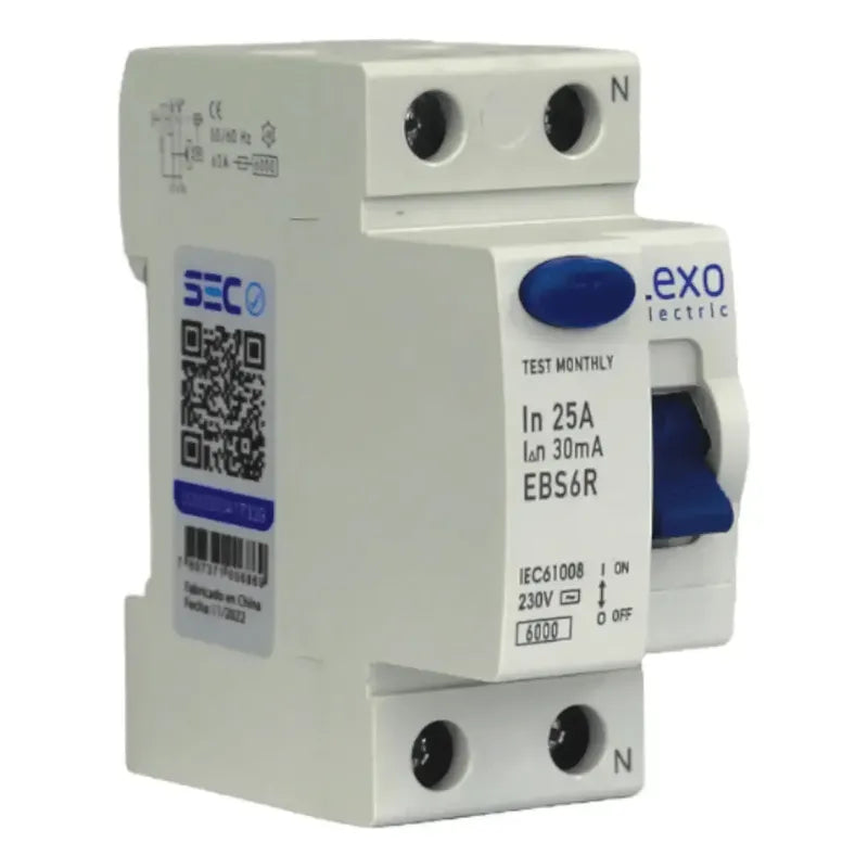 Interruptor Diferencial Lexo Ebs6r 2x25a 30ma Certificado Sec Protección Contra Fugas Eléctricas Ideal Para Seguridad En Instalaciones Residenciales