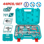 Caja Set Tubo 1/2 1/4 Llave Crique 44 Pzs Total Cr-v Turquesa