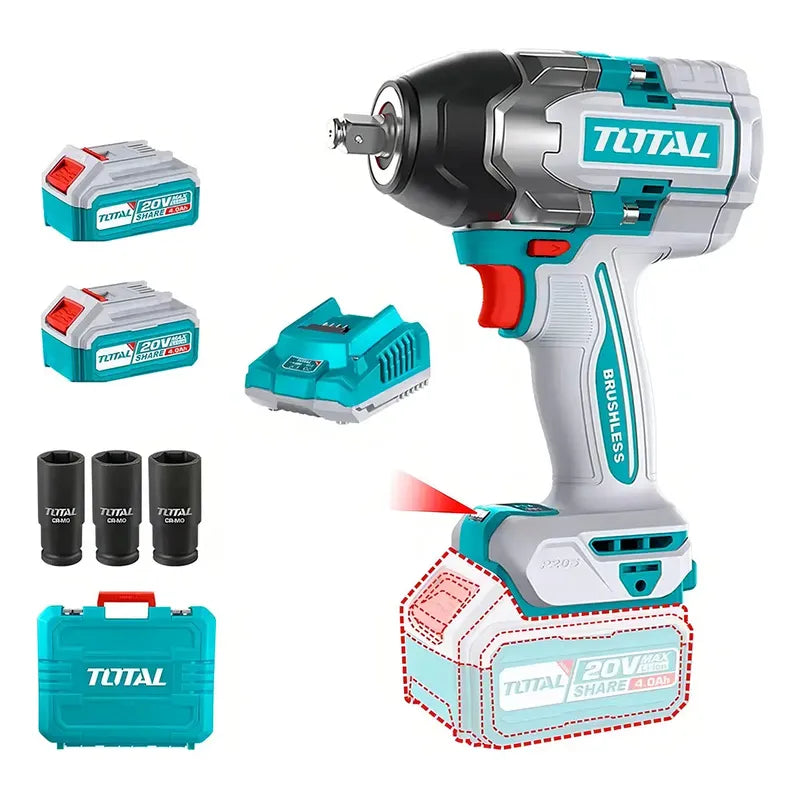 Taladro Pistola Llave Impacto 2bat+ Carg 850nm Total Color Turquesa