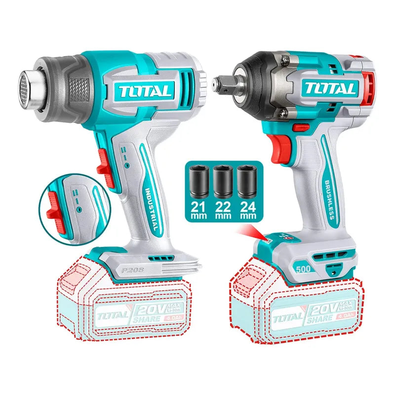 Kit Llave De Impacto, Pistola De Calor Y Hidrolavadora Total