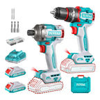 Kit Atornillador De Impacto+ Taladro 20v 2bat+ Carg Total